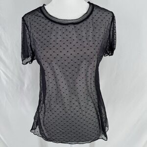 Victorias Secret Sheer Mesh Polka Dot Top S Fairy Grunge Indie Whimsigoth Black